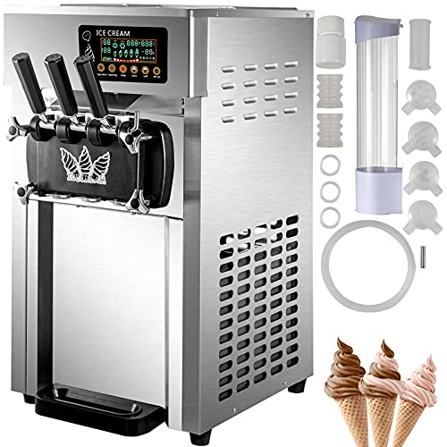 VEVOR Speiseeisbereiter Desktop Kommerzielle Softeismaschine 16-18 L/H 50Hz Eismaschine Ice Cream Maker 220V Edelstahl Maschine
