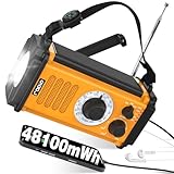 48100mWh/13000mAh Solar Kurbel Notfall Radio, 5-Wege Tragbare AM FM Dynamo Weltempfänger Radio, USB Handy-Lader,800LM Campinglampe| Leselampe,SOS Alarm,Kompass für Blackout Notfallausrüstung Überleben