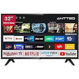 Antteq AV32H3 Fernseher 32 Zoll (80 cm) Smart TV mit Netflix, Prime Video, Rakuten TV, DAZN, Disney+, YouTube, UVM, WiFi, Triple-Tuner DVB-T2 / S2 / C, Dolby Audio