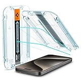 Spigen Glas.tR EZ Fit Schutzfolie kompatibel mit iPhone 15 Pro Max, 2 Stück, Kratzfest, 9H Härte Folie