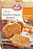 RUF Karotten-Ingwer-Kuchen, Backmischung für einen saftigen Karottenkuchen mit frischen Möhren und fruchtiger Ingwer-Zuckerglasur, vegan