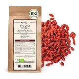 Kamelur 1kg getrocknete BIO Goji Beeren ohne Zusätze - Sonnengetrocknete Goji Beeren aus zertifiziert biologischem Anbau ungezuckert und ungeschwefelt als Snack oder als Zugabe für ein leckeres Müsli