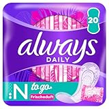Always Daily Slipeinlagen Damen, Normal To Go Fresh (20 Binden) mit frischem Duft, flexibel & bequem, atmungsaktiv