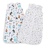 Lictin Sommerschlafsack Baby 2er Pack 0.5 TOG Schlafsack Baby 100% Baumwolle Babyschlafsack Einstellbar Länge 65-85cm für 3-18 Monate Sommerschlafsack
