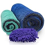 Polish Pro Auto-Trockentuch, 3er-Set (88,9 x 61 cm & 40,6 x 40,6 cm) + Gratis Waschhandschuh, XL, ultra-saugfähig, Mikrofaser-Trockentuch für Autos, 1400 g/m²