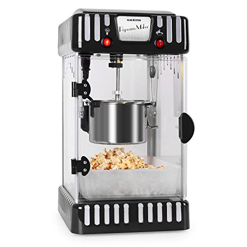 Klarstein Volcano Popcornmaschine - Popcorn-Maker, Popcorn-Bereiter, Retro-Design, 300 Watt, Edelstahl-Topf, Innenbeleuchtung, ca. 60 l/h, schwarz