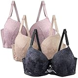 Klassische BHS Damen mit Bügel 3er Pack Sport Push Up BH mit Verstellbarem Spitzen Bustier Komfort Nahtlos BH Set Frauen Unterwäsche Gepolstert Sexy Trainings Schlaf BH Alltag Yoga Joggen