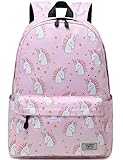 mygreen Rucksack für Kinder, Mädchen, niedliche Muster, bedruckt, 29 x 39,9 x 13 cm, Pink Einhorn Regenbogen Haar 14 Zoll Laptop, 14 inch Laptop