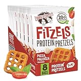 Lenny & Larry's Pizza Palooza FITZELS - Herzhafte Brezel-Snacks unglaublich lecker, proteinreich, salzig, vegan, koscher, 20 g pflanzliches Protein, 8 (acht) Beutel, je 85 g
