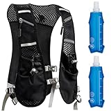 Laufweste für Damen Und Herren, Afenau Laufweste mit 2X 500ml Trinkflasche, Verstellbare Brustgurte Running Vest, Reflektierender Laufrucksack, Trinkrucksack für Laufen, Radfahren, Marathons