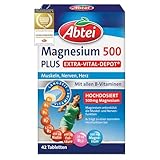 Abtei Magnesium 500 Plus Extra-Vital-Depot - hochdosiert - mit allen B-Vitaminen - für Muskeln, Nerven und Herz - vegan - 42 Tabletten