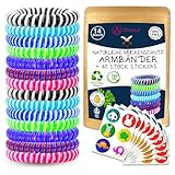 Olleeno® Mückenschutz Armband Moskito Insektenschutz Armband für Outdoor Camping Wandern Sport Anti Mückenarmband für Kinder und Erwachsene (14 Stück + 60 Mückenabwehr Aufkleber)