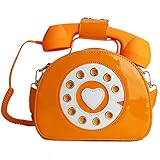 QiMing Retro Wählscheibe Telefon Crossbody Umhängetasche, Pu bewegliches Mikrofon Geldbörse für Frauen