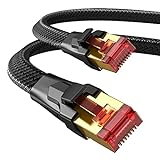 SNOWKIDS Cat 8 LAN kabel 3m, 40Gbps LAN Kabel Hochgeschwindigkeits 2000MHz S/FTP Ethernet Kabel Gigabit RJ45 Nylon geflochtener Vergoldeter Patchkabel für PS5/4 Router Modem TV Switch Laptop