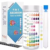9 in 1 Aquarium-Teststreifen, 100 Streifen Aquarium-Testsets für Süßwasser, Salzwasser, Aquarium-Wassertest-Set, Teichfisch-Teststreifen Testeisen, Kupfer, Nitrit, Nitrat, pH, Karbonat und mehr