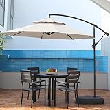 XUQQU 2.70m/8.85ft 3.0m/9.84ft Ampelschirm, Freitragender Hängender Sonnenschirm Im Freien, Strandschirm, Gartenschirm Für Garten, Rasen, Terrasse, Hinterhof, Pool(Khaki,3.0m/9.84ft)
