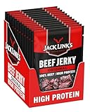 Jack Links Beef Jerky Original – 12er Pack (12 x 40g) – Trockenfleisch Eiweiß Snacks - High Protein Snack für Gym, Fitness, Outdoor - American Food für Menschen - Dörrfleisch Chips aus Rind Fleisch