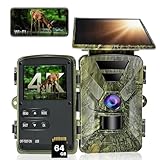 HAZA Wildkamera Solar WLAN mit Handyübertragung App,5200mAh Solarpanel Akku 4K HD Video WiFi Bluetooth wildtierkamera mit nachtsicht bewegungsmelder,64GB SD-Karte Wildcamera Outdoor IP66 Wasserdicht