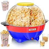 KESSER® Popcornmaschine Groß 800W | Popcorn-Maker 5,5l Inhalt mit Antihaftbeschichtung Deckel & Servierschale | für Öl Butter Zucker Stille & Schnelle inkl. Mess-&Popcornbecher abnehmbarer Heizfläche
