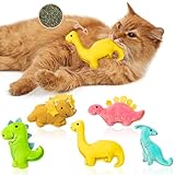 MALLMALL6 5 Stück Dinosaurier-Katzenminze-Spielzeug für Katzen, Indoor-Kaubissen, Häschen, Plüsch, Katzenminze, Haustier-Spielzeug für Katzenliebhaber, Geschenke, interaktives Katzenspielzeug mit