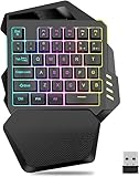 Cuifati Einhandtastatur, 35 Tasten Einhandtastatur mit FN-Tasten, Mechanische Einhand-Gaming-Tastatur mit 5 Multimedia-Tasten, tragbare -Gaming-Tastatur für PC-Laptops