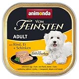 animonda vom Feinsten Hundefutter nass mit Schlemmerkern mit Rind+ Ei + Schinken (22 x 150g), getreidefreies Hundenassfutter ohne Zucker
