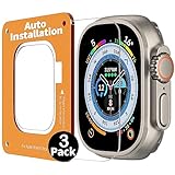Uluck 3 Stück Panzerglas für Apple Watch Ultra 2/Ultra 49mm, 3 Stück 9H Tempered Glass Screen Protector mit 3 Stück Auto-Ausrichtungskit für iWatch