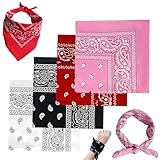 Bandana Damen Herren,4 Stück Kopftuch Halstuch Männer, Unisex Tuch Bindetuch, Headwear Haar Schal Paisley Muster(54 x 54 cm)