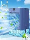 Mobile Klimaanlage Klimagerät ohne Abluftschlauch mit 3 Geschwindigkeiten 7 Farben klimaanlage Mobil Desktop-Kühlung Luftkühler mit Großem Wassertank für Haus Zimmer Büro
