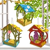 Vogelfutterhaus - Vogelfutterspender für Kleinvögel Natur | Balkonhalterung und wetterfestem Holz-Vogelhaus Mit Integriertem Futterspender Vogelhaus zum Hängen Für Garten Balkon & Außenbereich
