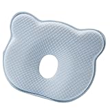 Babykopfkissen Baby Kissen gegen Plattkopf Neugeborene Memory Foam Reisekissen Kopfkissen Baby Babykissen Gegen Weiches Nackenschutz Kinderkissen，Geeignet zum Schlafen im Bett und Kinderwagen(Blau)