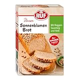 RUF Sonnenblumen Brot, nur Wasser hinzufügen, Brotbackmischung mit Sonnenblumenkernen, Brotteigmischung für saftiges Sonnenblumenkernbrot, 1 x 410g