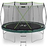 KINETIC SPORTS Trampolin Federlos-Design 'Bungee Safety Elite' Ø 244/305/366 cm - AirMAXX Sprungtuch-Technologie, Ultraleise, Outdoor Gartentrampolin für Kinder & Erwachsene