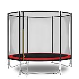 Baunsal® Trampolin Outdoor Ø 244 cm (FGOS) rot-schwarz als Komplettset Gartenspielzeug Kindertrampolin Gartentrampolin rund Garten Spielzeug für Kinder