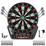 Elektronische Dartscheibe, FB-998 Profi Elektronik Dartspiel mit 6 Dartpfeil und 24 Pfeilkopf 27 Spiele 243 Spieloptionen E Dardboard mit 4 LCD-Anzeige E-Dartscheibe mit Ladeadapter Geeignet