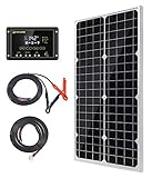 TP-solar 30W 12V Monokristallines Solarmodul Solarpanel Solarzelle Kit mit 10A Solarladegerät Laderegler Photovoltaikanlagen Solarbetriebene für Caravan Camper Boot, Hoher Wirkungsgrad