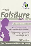 Avitale Folsäure 800 plus mit Vitamin B12 und Jod, 120 Tabletten im Klickspender, 1er Pack (1 x 7,8g)