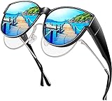 kiimiipa Sonnenbrille Damen Polarisiert,üBerzieh Sonnenbrille,Sonnenbrille FüR BrillenträGer,üBergroßE Sonnenbrille Fit Over Glasses FüR Frauen, Uv400 Schutz Extra Large Sunnies (Schwarz)