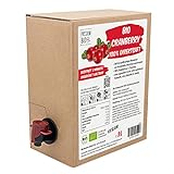Bio Cranberry Direktsaft 3 Liter Box - Cranberry Saft aus 100% Bio Cranberries, 30 Tage Vorratspackung - Veganer Cranberry Muttersaft, ohne Zuckerzusatz, ohne Süßstoffe (lt. Gesetz)