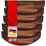 casa pura Stufenmatten innen selbstklebend halbrund braun 15 Stück Treppenstufen Matten 65 x 23,5cm, modernes Design Stufenteppich (Via Veneto)