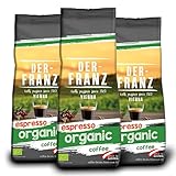 Der-Franz Espresso Bio Kaffee, Intensität 5/5, Bio Arabica umd Robusta, ganze Bohne, 3 x 500 g