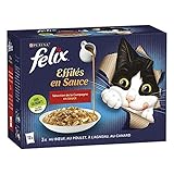 FELIX Zarte Sauce | ausgewachsene Katze | Auswahl an Rind, Huhn, Ente und Lamm | 12 x 85 g | Frischebeutel