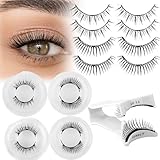 Magnetische Wimpern, 4paar Magnet Wimpern Natürlicher Look Mit Zange Wiederverwendbare Magnetwimpern, Wimpern Magnetisch Kein Kleber Nötig Einfach Zu Tragen(style-A79)