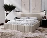 Emporius Doppelbett 200x200 Buffy - Polsterbett mit Dicker Schaum, Lattenrost, Bettkasten - Schlafzimmerbett 200x200, Design Bett (Hellgrau - Vito 07)