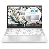 HP Chromebook 14a-na0005sf Laptop 14 Zoll FHD (Intel Celeron B830, 8 GB RAM, 128 GB eMMC, AZERTY, ChromeOS) weiß