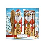 Riegelein Schoko-Weihnachtsmänner aus Vollmilch-Schokolade, 125g - Nostalgische Weihnachtsmann in der Box mit Sichtfenster - 10 Stück á 12,5g - Ideal für Adventskalender, Nikolaus & Weihnachtsteller