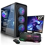 SYSTEMTREFF Basic Gaming Komplett PC Set AMD Ryzen 5 PRO 4650G 6x4.2GHz | AMD RX Vega 7 4K HDMI DX12 | 256GB SSD | 16GB DDR4 RAM | WLAN Desktop Paket Computer für Gamer, Gaming