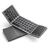 seenda Faltbare Bluetooth Tastatur mit Touchpad für Multi Gerät Wiederaufladbare Wireless Tastatur mit Trackpad für Windows iOS Android Mac Smartphone iPad Tablet Laptop PC - QWERTZ