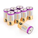 GP Extra Alkaline Batterien D 1.5V (Mono / LR20) Spannung 1,5 Volt, ideal für die Stromversorgung von Geräten des täglichen Bedarfs (8 Stück Monozellen)