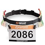 RJ-Sport Triathlon Startnummernband Laufgurt mit Nummernhalter & 6 Gel-Halter für Joggen Radfahren Marathons, Schwarz